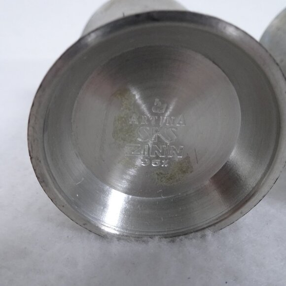 Vintage SKS ZINN 95% Pewter Embossed Shot Glass Set of 3 Cups Goblet - Picture 6 of 8